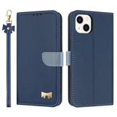 For iPhone 14 / 13 Case Bowknot Decor Wallet Leather Phone Cover with Wrist Strap - TechGearPal