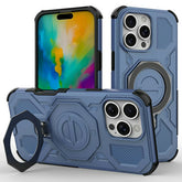 For iPhone 16 Pro Max Magnetic Case Rotating Metal Kickstand Shockproof PC + TPU Phone Back Cover - TechGearPal