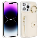 For iPhone 14 Pro Max Case Litchi Textured PU Leather + TPU Kickstand Phone Cover with Card Slot - TechGearPal