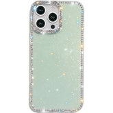 For iPhone 14 Pro Max Case Rhinestone Edge Glitter Back TPU + PC IMD Phone Cover - TechGearPal