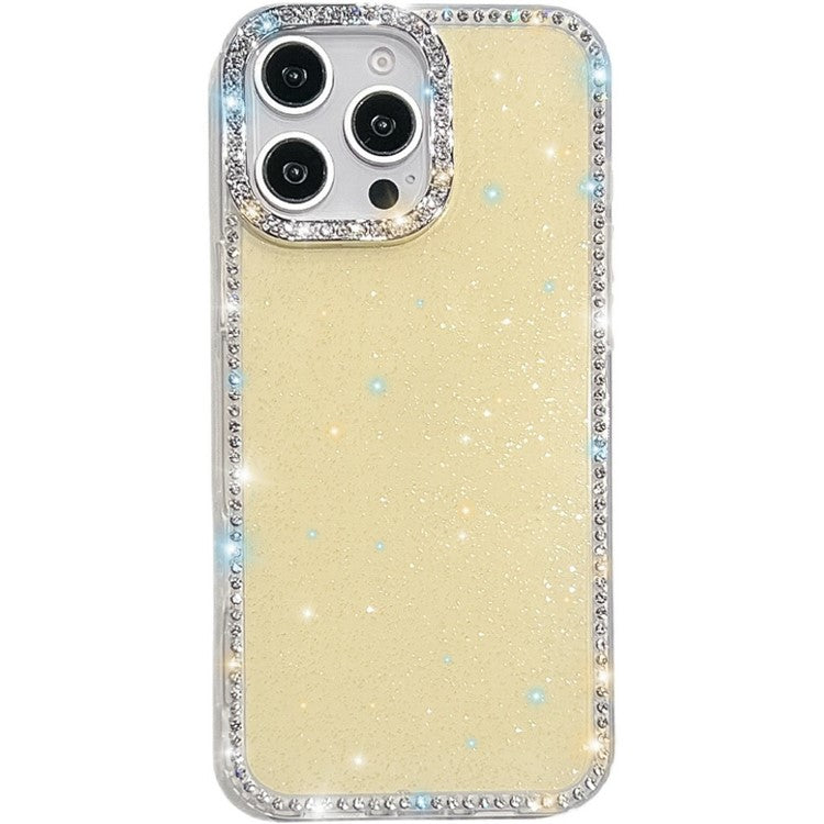 For iPhone 14 Pro Max Case Rhinestone Edge Glitter Back TPU + PC IMD Phone Cover - TechGearPal