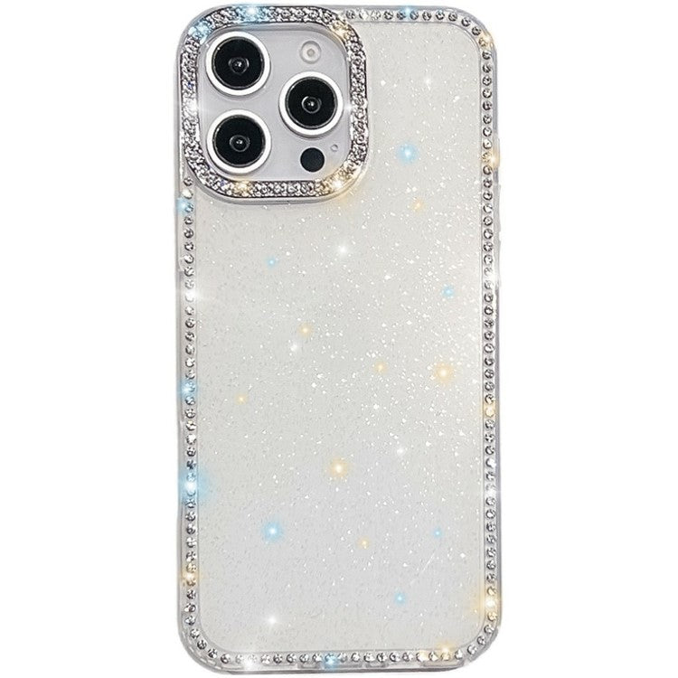 For iPhone 14 Pro Case Rhinestone Edge Glitter Back TPU + PC IMD Phone Cover - TechGearPal