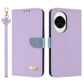 Étui portefeuille en cuir avec dragonne pour Huawei Nova 14 5G, motif nœud papillon