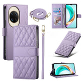 Étui portefeuille en cuir avec coutures en losange pour Huawei Nova 14 Ultra 5G, avec dragonne longue/courte