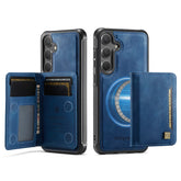 For Samsung Galaxy S24 / Galaxy S25 Case AUTSPACE A13 Vintage Leather Back Cover with Magnetic Detachable Card Bag - TechGearPal