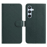 For Samsung Galaxy A56 5G / M56 5G Case Wallet Stand Litchi Texture Genuine Cow Leather Flip Phone Cover - TechGearPal