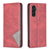 For Samsung Galaxy S25 FE Case Card Slots Geometry Imprint Leather Phone Cover - TechGearPal