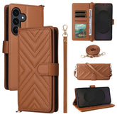 For Samsung Galaxy S25 FE Case with Shoulder / Wrist Strap Leather Phone Cover Stand Wallet