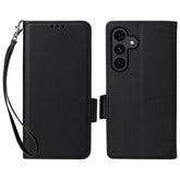 Für Samsung Galaxy S25 FE Hülle mit Handschlaufe Litchi Texture PU Leder Brieftasche Telefonabdeckung