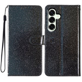 For Samsung Galaxy S25 FE Wallet Case Glitter Anti-Scratch Leather Stand Phone Cover with Strap - TechGearPal