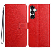 For Samsung Galaxy S25 FE Leather Case with Card Slots Mandala Pattern Phone Cover Stand - TechGearPal