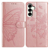 For Samsung Galaxy S25 FE Case Butterfly Imprinted Wallet Stand PU Leather Flip Phone Cover with Strap - TechGearPal