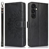 For Samsung Galaxy S24+ Stand Case Textured Leather Wallet Phone Cover with Strap