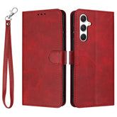 For Samsung Galaxy S25 FE Case Flip Stand Calf Texture PU Leather Wallet Phone Cover with Strap - TechGearPal