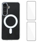 For Samsung Galaxy S24+ Clear Case WANLONFENG LM1 Series Compatible with MagSafe with 2Pcs Screen Films (Big Lens Hole)