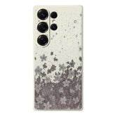 For Samsung Galaxy S25 Ultra Case Grey Flowers Pattern Printing Straight Edge TPU Phone Back Cover - TechGearPal