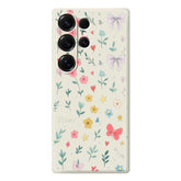 For Samsung Galaxy S25 Ultra Case Floral Bow Pattern Printing Straight Edge TPU Phone Back Cover - TechGearPal