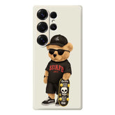 For Samsung Galaxy S25 Ultra Case Cool Bear Pattern Printing Straight Edge TPU Phone Back Cover - TechGearPal