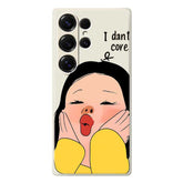 For Samsung Galaxy S25 Ultra Case Girl Holding Face Pattern Printing Straight Edge TPU Phone Back Cover - TechGearPal