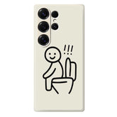 Coque arrière en TPU pour Samsung Galaxy S25 Ultra, motif Stickman Toilettes, bord droit, impression