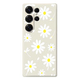 For Samsung Galaxy S25 Ultra Case White Daisy Pattern Printing Straight Edge TPU Phone Back Cover - TechGearPal