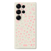 For Samsung Galaxy S25 Ultra Case Pink Small Flowers Pattern Printing Straight Edge TPU Phone Back Cover