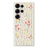 Coque arrière en TPU pour Samsung Galaxy S25 Ultra, motif fleurs et herbe, bord droit