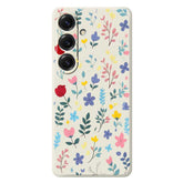 Für Samsung Galaxy S25 Hülle Bunte Blumenzweige Musterdruck Gerade Kante TPU Telefon Rückseite