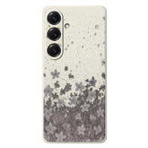 Coque arrière en TPU pour Samsung Galaxy S25, motif floral gris, bord droit