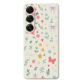 Coque arrière en TPU pour Samsung Galaxy S25, motif floral et nœud imprimé, bord droit