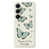 For Samsung Galaxy S25 Case Green Butterfly Pattern Printing Straight Edge TPU Phone Back Cover