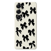 For Samsung Galaxy S25 Case Black Bow Pattern Printing Straight Edge TPU Phone Back Cover