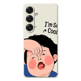 For Samsung Galaxy S25 Case Make Faces Kid Pattern Printing Straight Edge TPU Phone Back Cover - TechGearPal