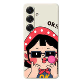 For Samsung Galaxy S25 Case Cute Kid Pattern Printing Straight Edge TPU Phone Back Cover - TechGearPal