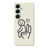 Coque arrière en TPU pour Samsung Galaxy S25, motif Stickman Toilettes, bord droit, impression