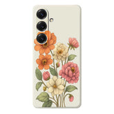 For Samsung Galaxy S25 Case Beautiful Flowers Pattern Printing Straight Edge TPU Phone Back Cover - TechGearPal