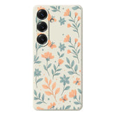 Coque arrière en TPU pour Samsung Galaxy S25, motif floral jaune, bord droit
