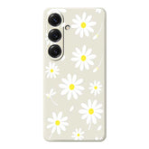 For Samsung Galaxy S25 Case White Daisy Pattern Printing Straight Edge TPU Phone Back Cover - TechGearPal