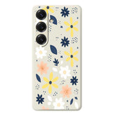 For Samsung Galaxy S25 Case Colorful Floral Blue Leaves Pattern Printing Straight Edge TPU Phone Back Cover - TechGearPal