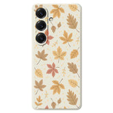 Coque arrière en TPU pour Samsung Galaxy S25, motif feuilles, bord droit