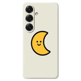 For Samsung Galaxy S25 Case Yellow Moon Pattern Printing Straight Edge TPU Phone Back Cover - TechGearPal