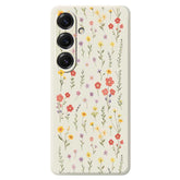 Coque arrière en TPU pour Samsung Galaxy S25, motif fleurs et herbe, bord droit