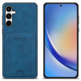 Für Samsung Galaxy S25 FE Hülle Kickstand Lederbeschichtete TPU-Telefonabdeckung mit Kartensteckplatz