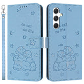 For Samsung Galaxy S25 FE Wallet Case Cats Imprint Leather Phone Cover with Strap - TechGearPal
