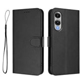 For Samsung Galaxy S25 Edge Wallet Case RFID Blocking Calf Texture Leather Stand Phone Cover with Strap - TechGearPal