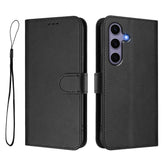 Étui portefeuille en cuir de veau texturé avec support et sangle pour Samsung Galaxy S24/S25