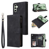 For Samsung Galaxy S25 FE Case Zipper Wallet Multiple Card Slots Leather Phone Cover with Wrist Strap