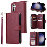 For Samsung Galaxy S25 FE Case Zipper Pocket PU Leather Phone Cover with Hand Strap - TechGearPal