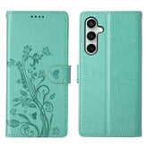 For Samsung Galaxy S25 FE Wallet Case Butterfly Floral Imprint PU Leather Phone Cover with Wrist Strap - TechGearPal