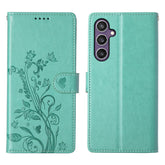 For Samsung Galaxy S25 Wallet Case Butterfly Floral Imprint PU Leather Phone Cover with Wrist Strap - TechGearPal